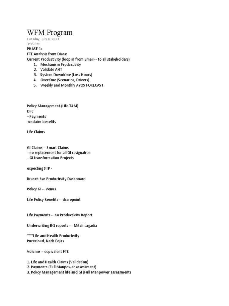 WFM Program | PDF