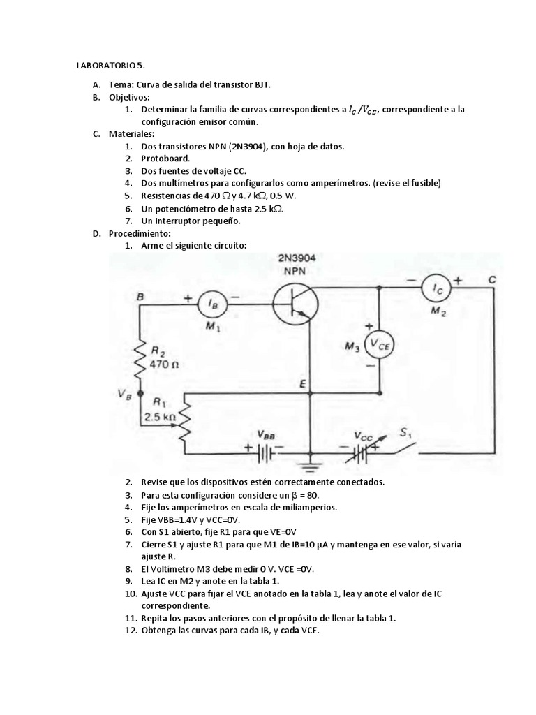 Trazo de Curva de Salida de Transistor BJT | PDF