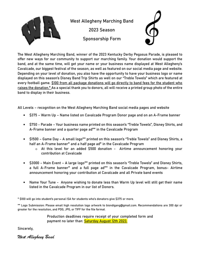 West Allegheny Marching Band Sponsorship 2023 Final 2 PDF