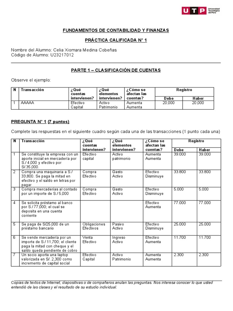 Práctica de Contabilidad y Finanzas | PDF