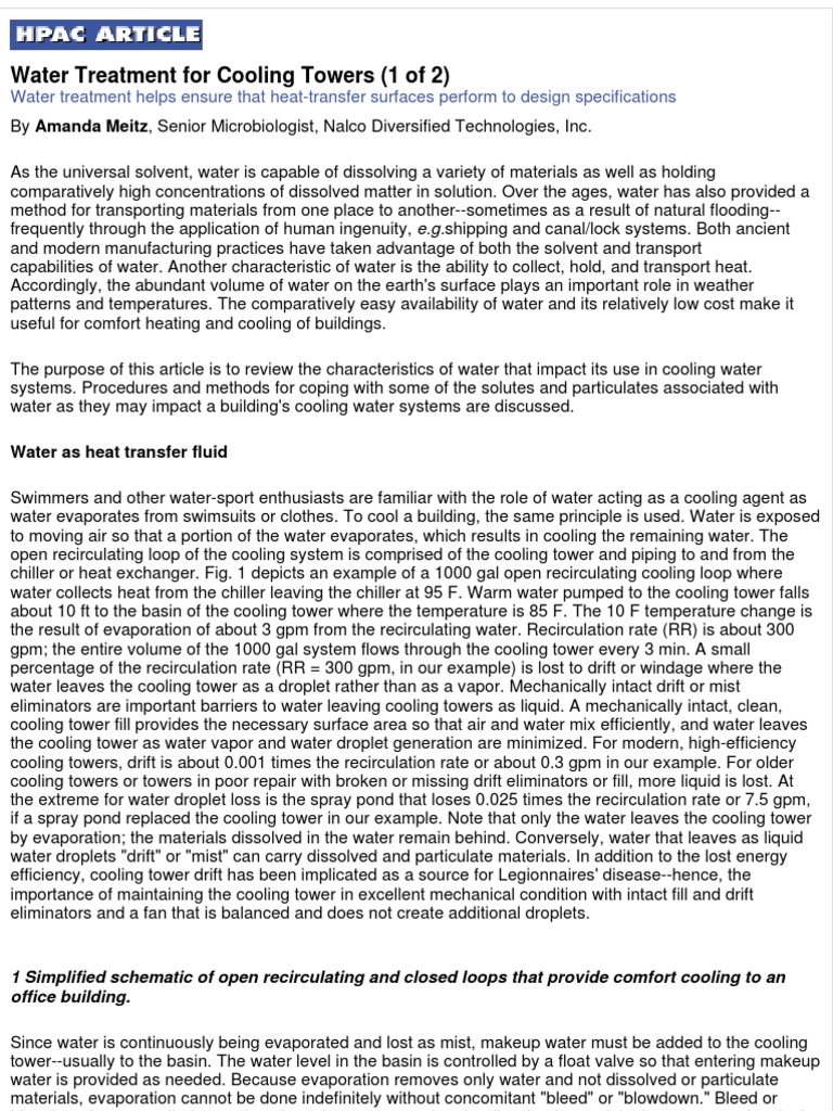 Water Treatment For Cooling Towers (1 of 2) | PDF