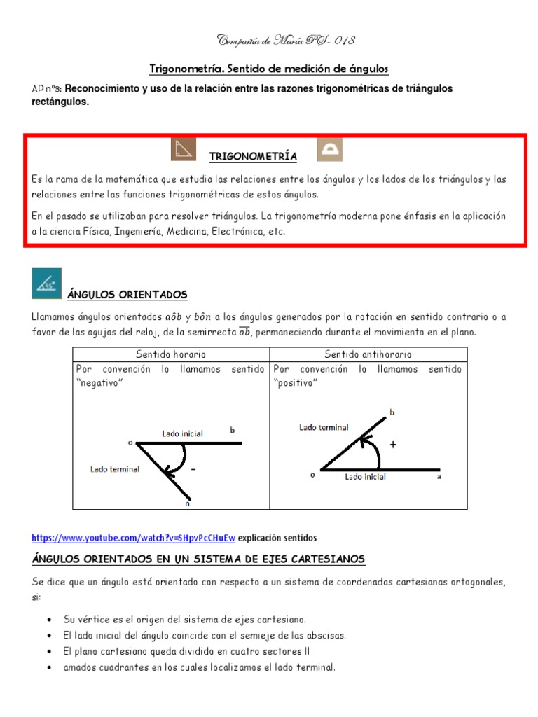 Trigonometría: Ángulos y Ejercicios | PDF | Ángulo | Sistema de ...