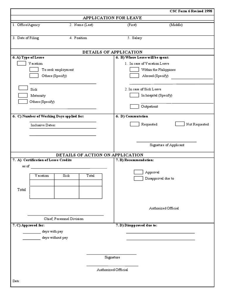 New Leave Form PDF Government