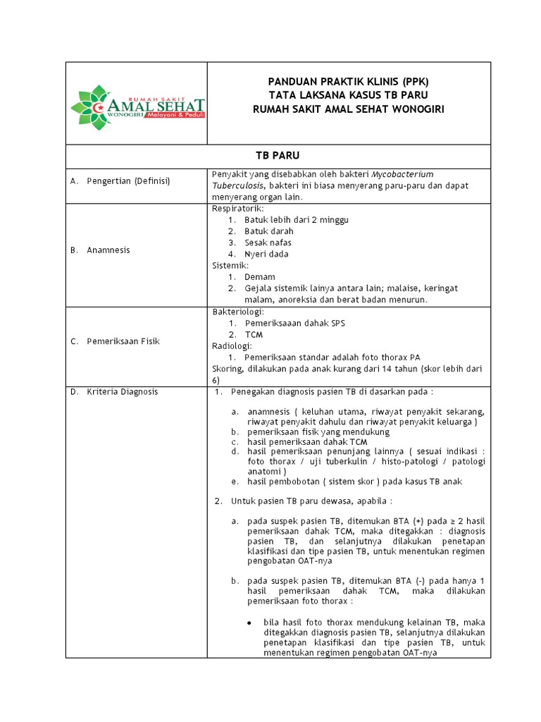 Panduan Diagnosa dan Terapi TB Paru | PDF | Pengembangan Diri