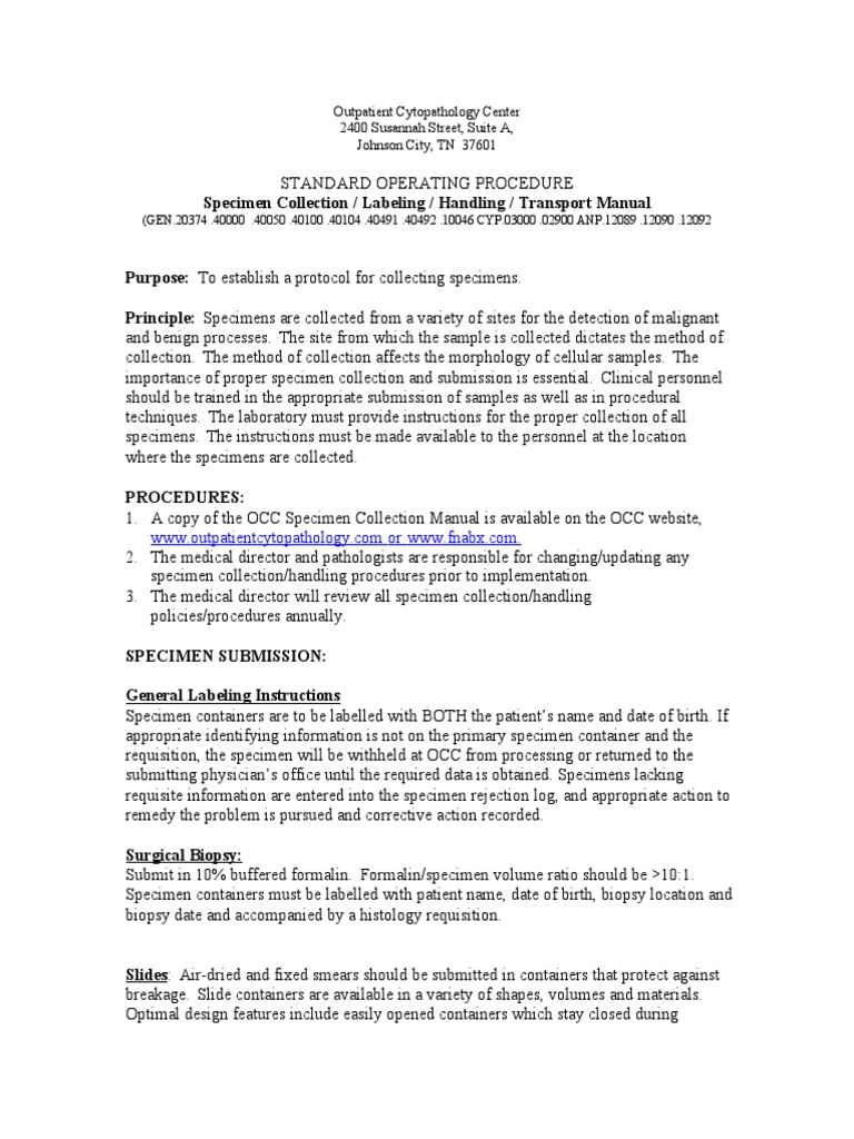 Specimen Collection Handling Transport Edited PDF Cytopathology Fixation (Histology)