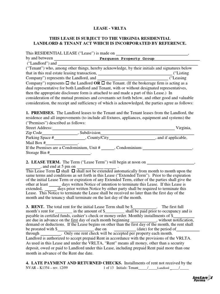 Lease Vrlta (12 09) PDF Lease Leasehold Estate