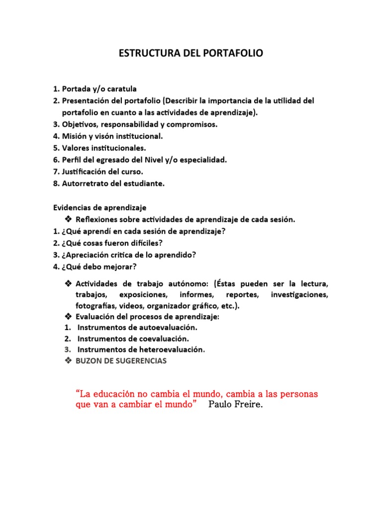 Estructura Del Portafolio | PDF