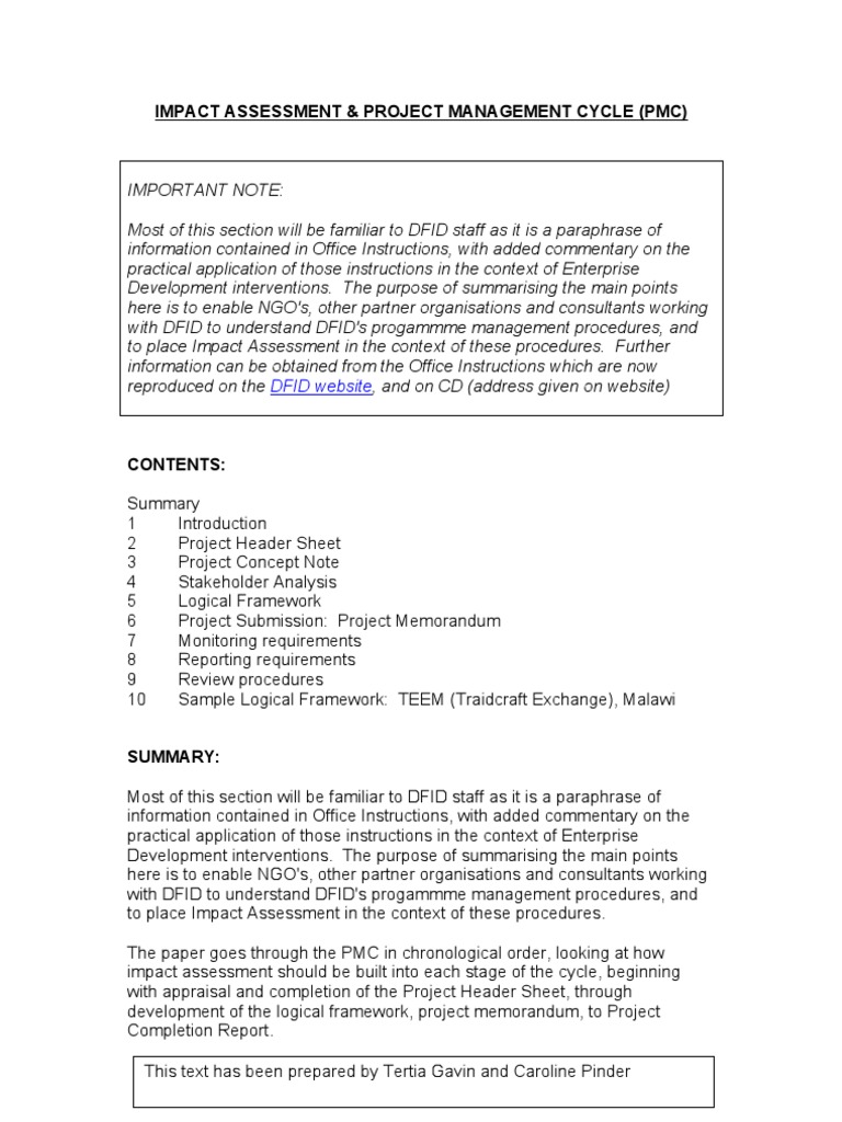 DFID Impact Assessment in Project Management | PDF | Poverty | Poverty ...
