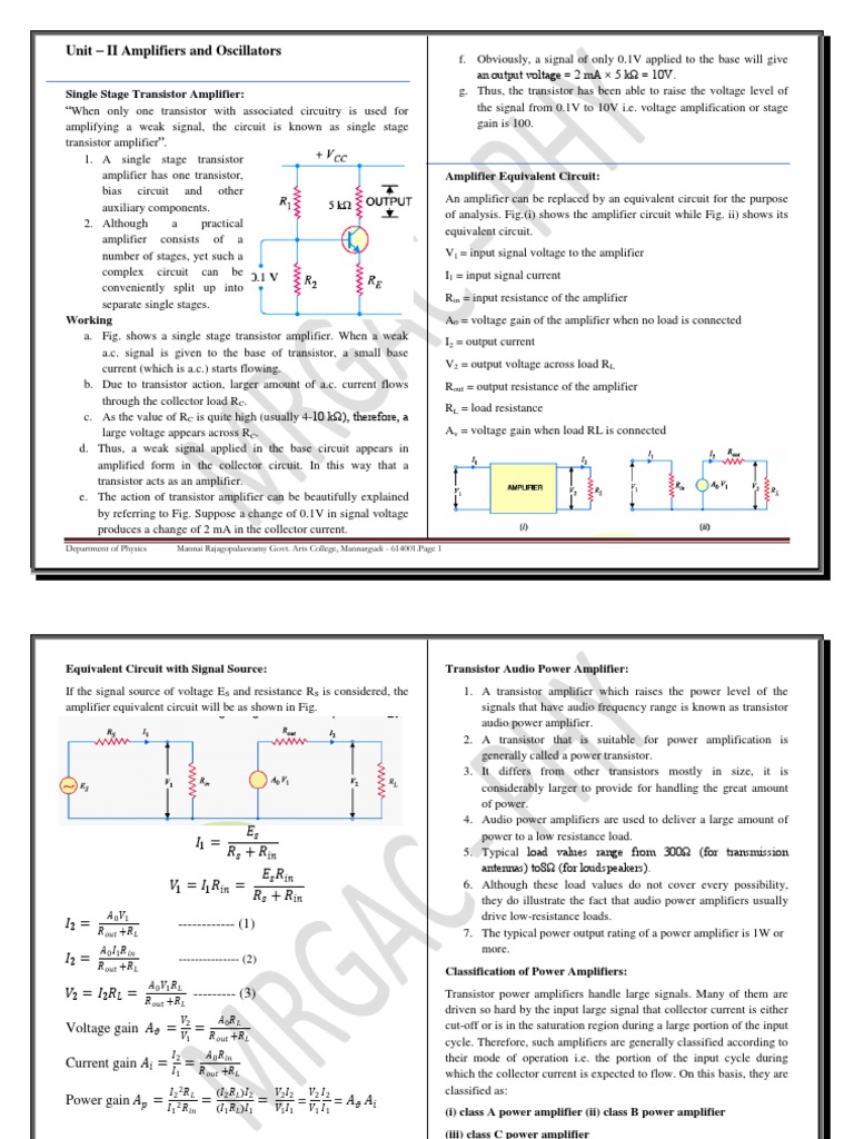 Amplifiers and Oscillators PDF Amplifier Electronic Oscillator