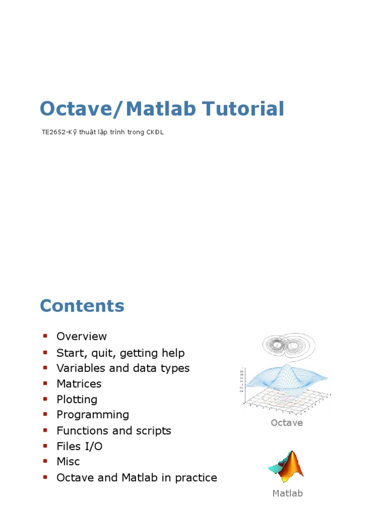 Octave and Matlab Basics Tutorial | PDF | Matrix (Mathematics) | Matlab