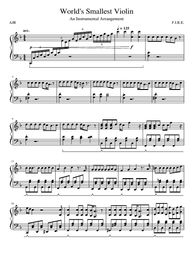 AJR's World's Smallest Violin Sheet Music | PDF | Musical Techniques