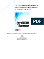 Students' Lack of Interest, Motivation in Learning, and Classroom Participation: How To Motivate Them