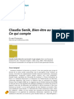 Claudia Senik, Bien-Être Au Travail. Ce Qui Compte