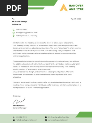 White And Green Professional Company Letterhead