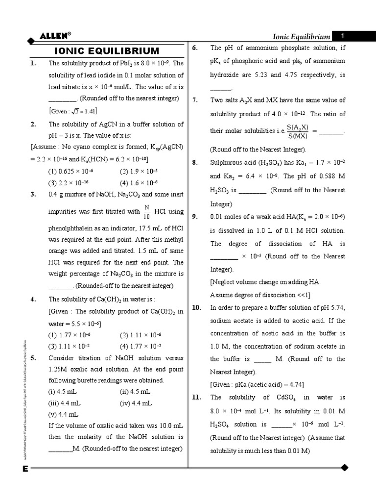 Ionic Equilibrium Pdf : Study Material Notes on Ionic Equilibrium by ...