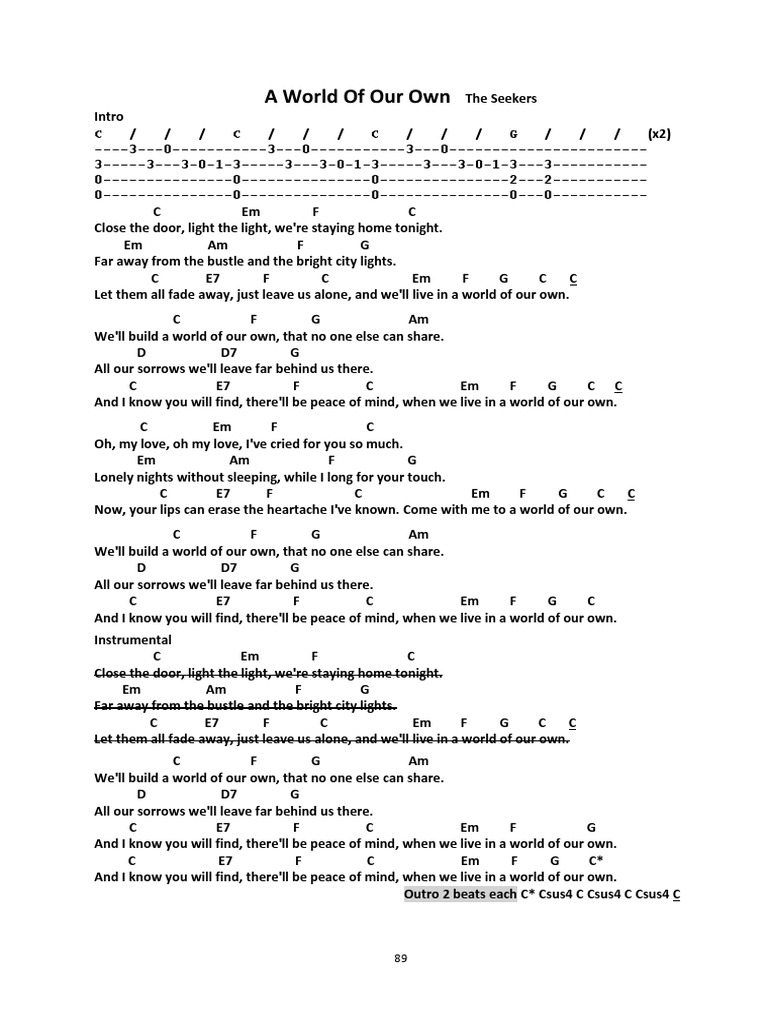 A World of Our Own With TAB Instrumental PDF