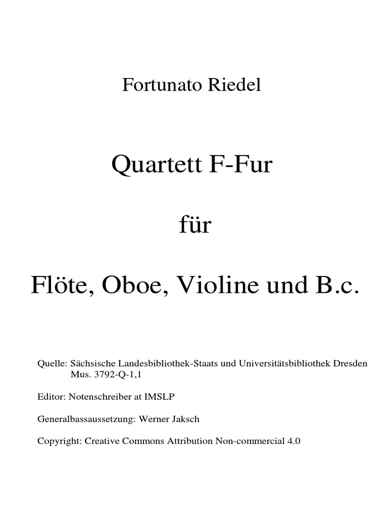 Riedel Quartett F-Dur Score | PDF