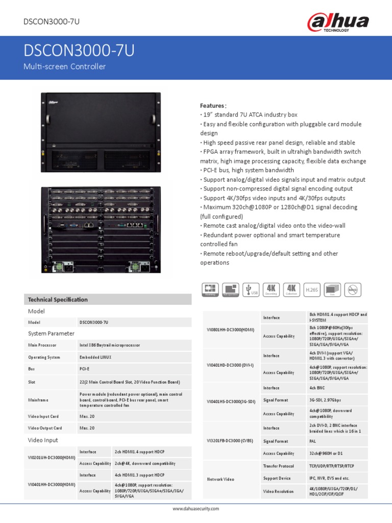 DSCON3000-7U Multi-Screen Controller | PDF | Hdmi | Video