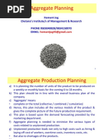 Aggregate Planning Notes