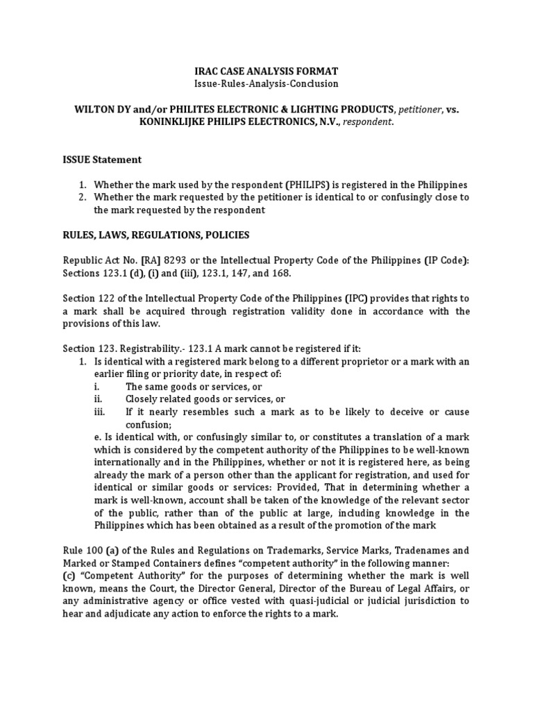 irac-case-analysis-philites-vs-philipsdddddee-pdf-trademark-philips