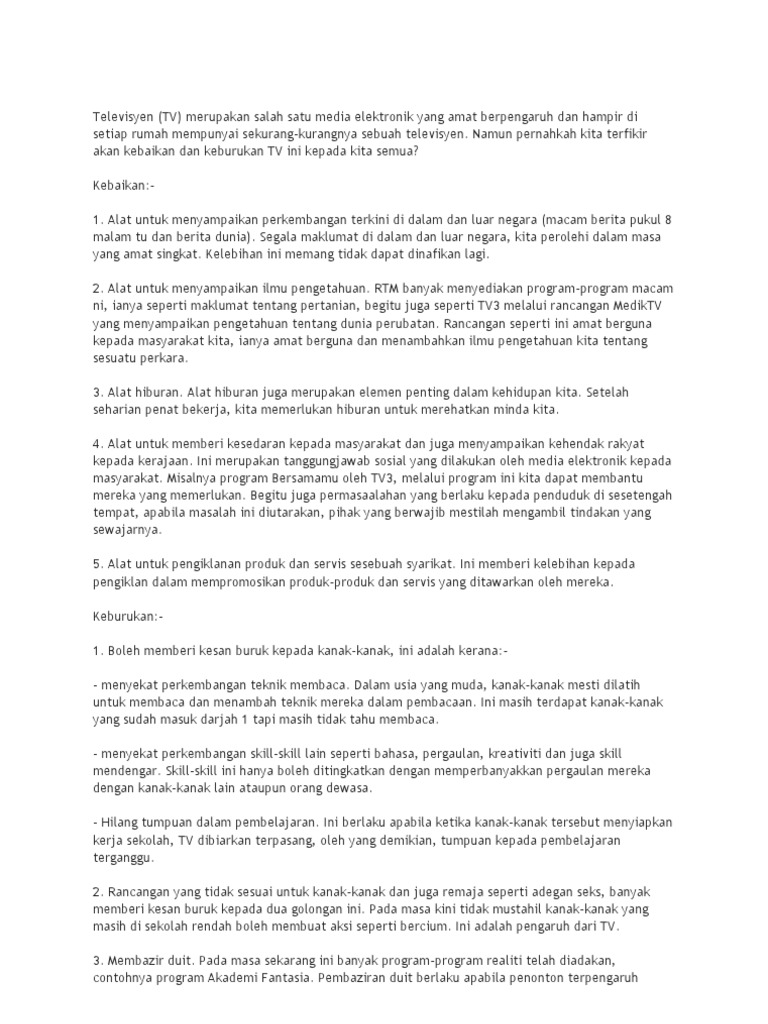 Kebaikan Dan Keburukan Televisyen Pdf