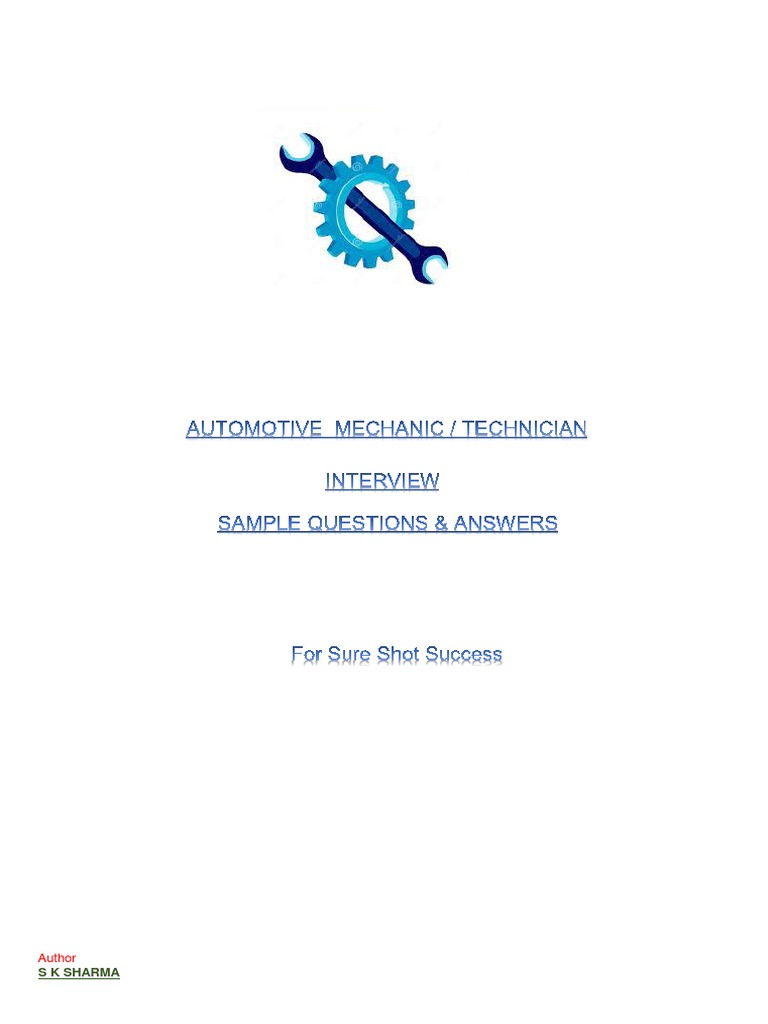Interview Questions PDF Auto Mechanic Manufactured Goods