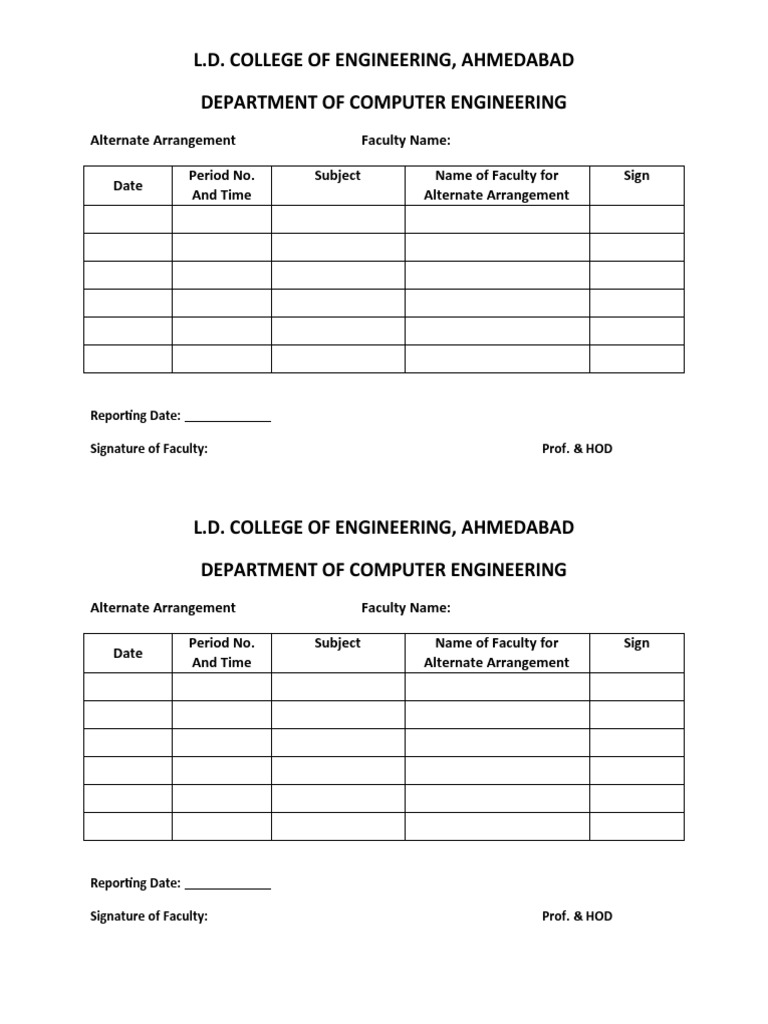 Alternate Arrangement Form for Faculty | PDF