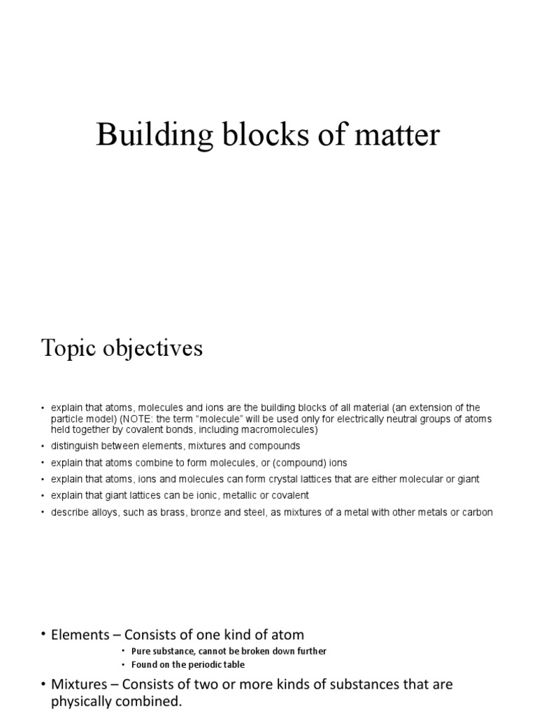 Building Blocks of Matter PDF Ionic Bonding Chemical Compounds