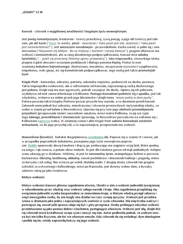 Dziady Cz 3 Akt 1 Scena 1 Dziady CZ 3 | PDF
