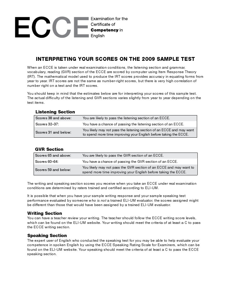 ECCE2009 Scoring Instructions | PDF | Career & Growth | Business