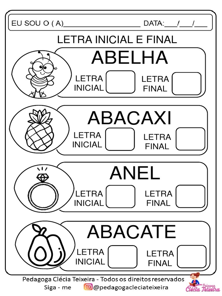 Atividades de Letras Iniciais e Finais | PDF