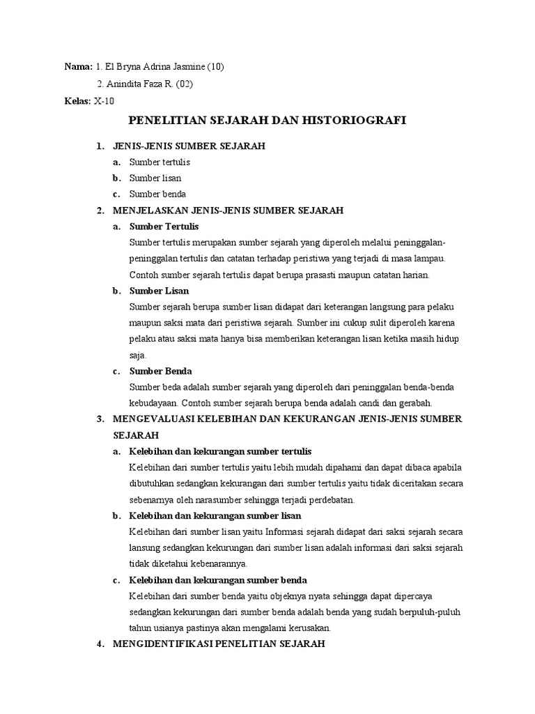 Tugas Penelitian Sejarah Dan Historiografi | PDF