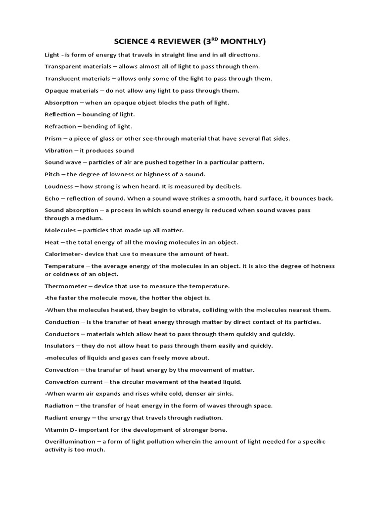 SCIENCE 4 W Answers | PDF