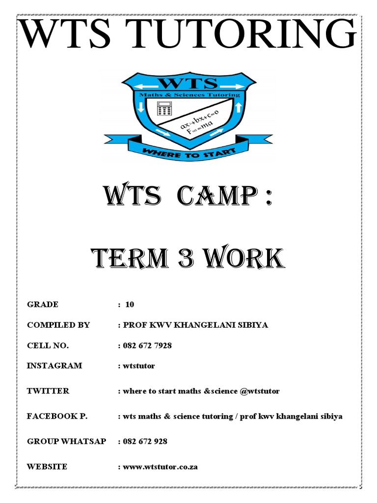 Wts Tutoring Physical Science Grade 11