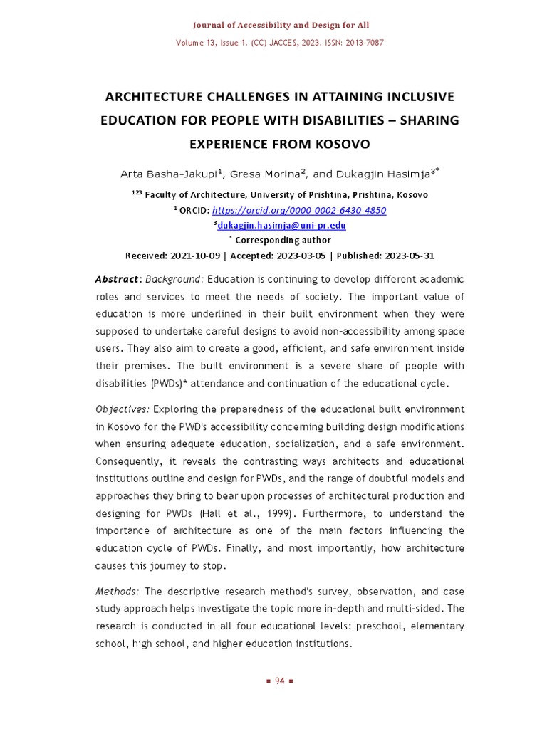 Architecture Challenges in Attaining Inclusive Education For People ...