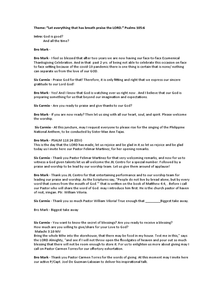 Ecumenical Thanksgiving Celebration | PDF | Self-Improvement | Religion ...