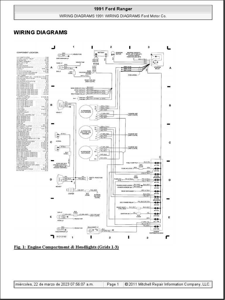 Ford Ranger 1991 Wiring Diagrams PDF Wheeled Vehicles Car