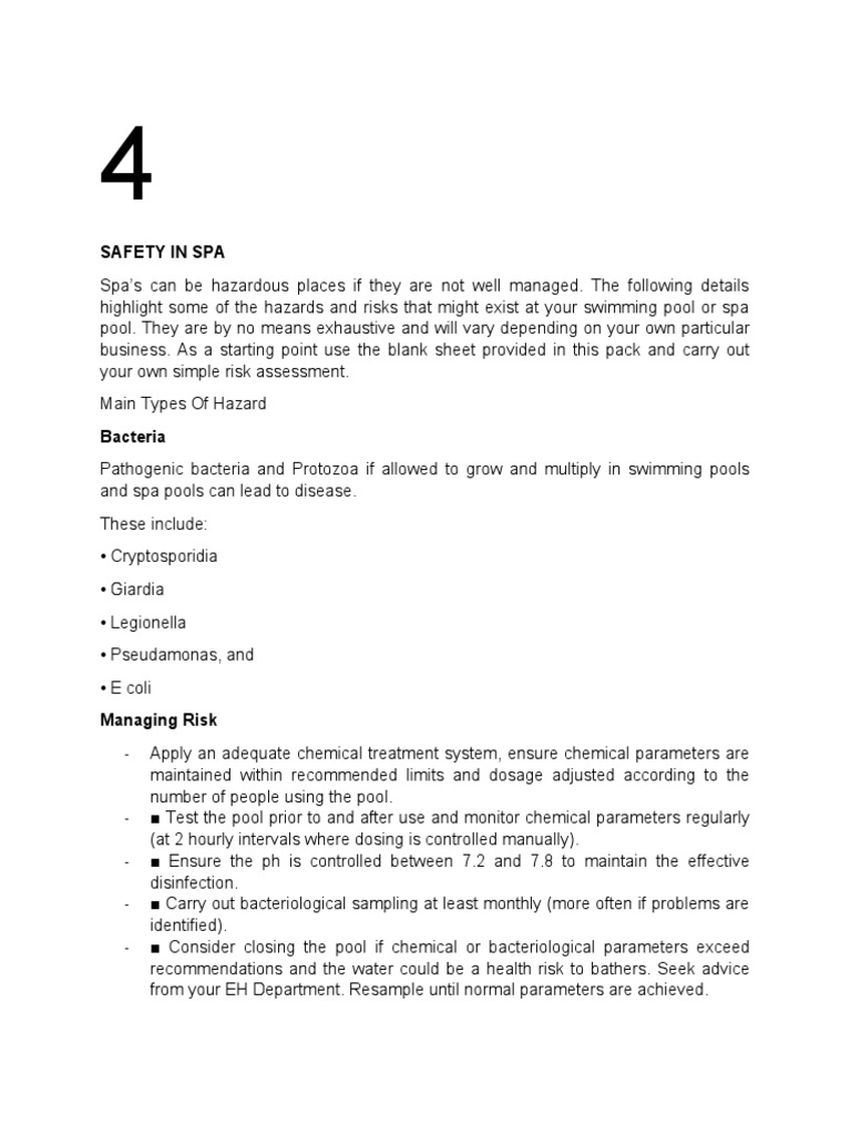 Safety in Spa | PDF | Occupational Safety And Health | Sterilization ...