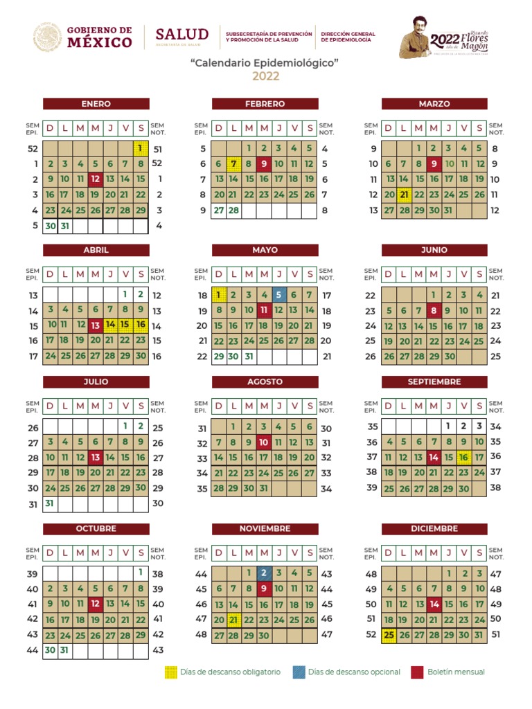 Calendario epidemiologico 2022 pdf