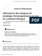 Alternance Des Langues Et Stratégie D'enseignement en Eps en Contexte Bilingue - Contextes Et Didactiques