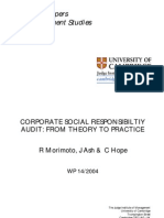 Research Papers in Management Studies: Corporate Social Responsibiltiy Audit: From Theory To Practice