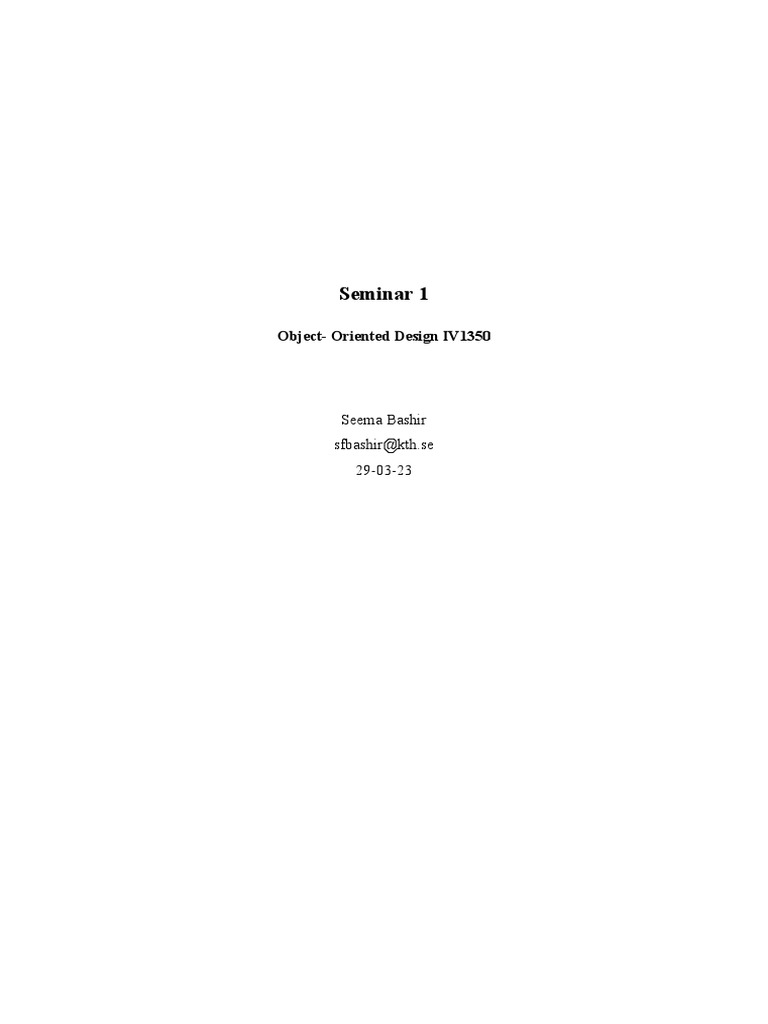 Seminar 1: Object-Oriented Design Analysis | PDF | Class (Computer ...