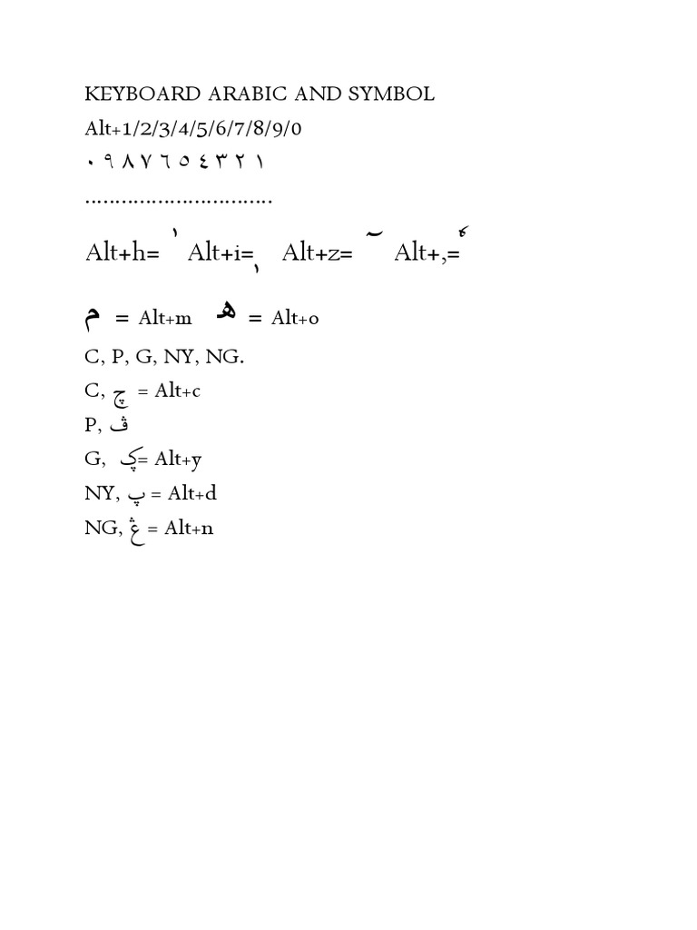 Keyboard arabic and symbol pdf