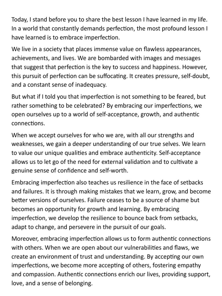 Embracing Imperfection for Growth | PDF | Psychological Resilience ...