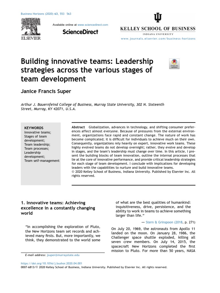 Leadership in Innovative Team Development | PDF | Leadership | Learning