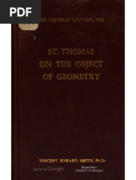 St. Thomas On The Object of Geometry - Smith, Vincent Edward