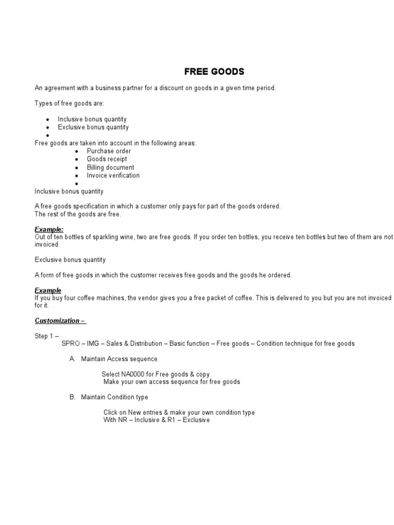 Free Goods | PDF | Invoice | Pricing