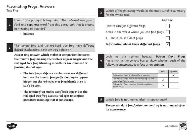 5 for 5 reading test 5 answers pdf frog