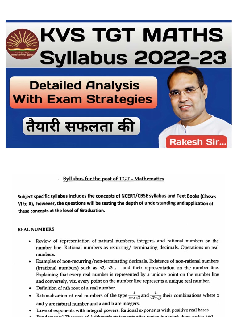 003 kvs tgt maths syllabus notes na pdf