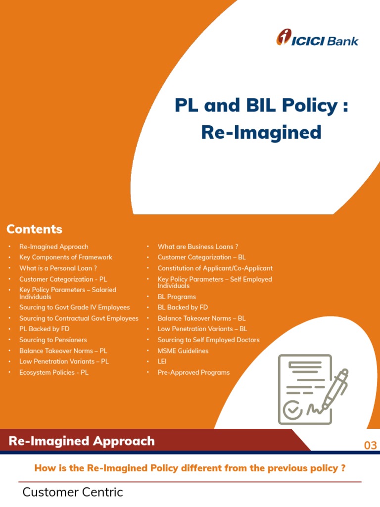 ICICI Bank PL and BIL Policy Overview | PDF | Loans | Banks